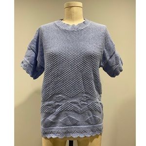 Vintage 80’sCuddle Knit Blue Sweater Blouse Size L